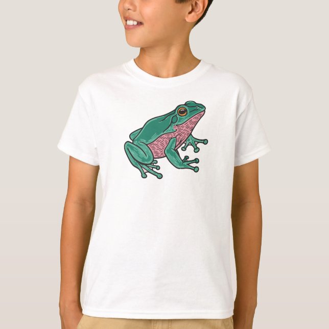 Frog Kids T-Shirt – Cute Green Animal Tee for Boys (Front)