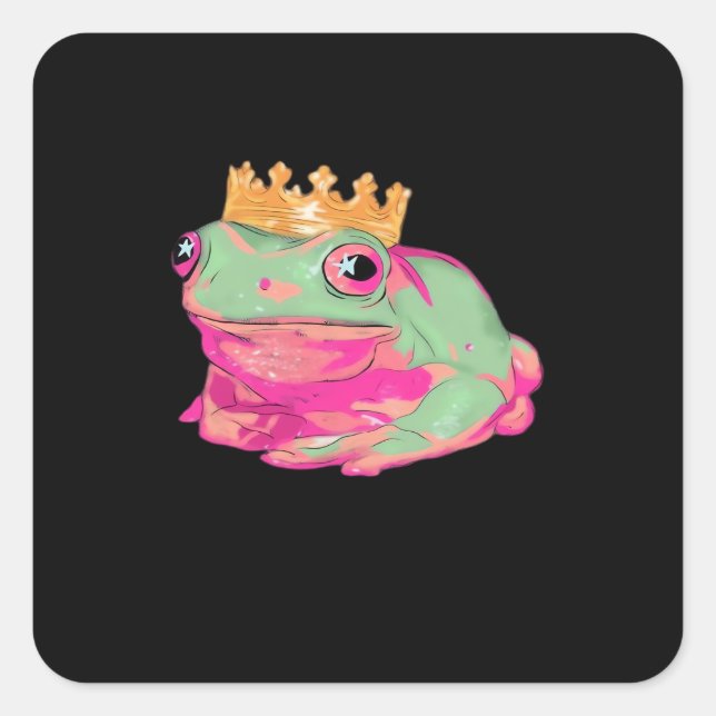 Frog King - Funky Meme Classic Square Sticker (Front)