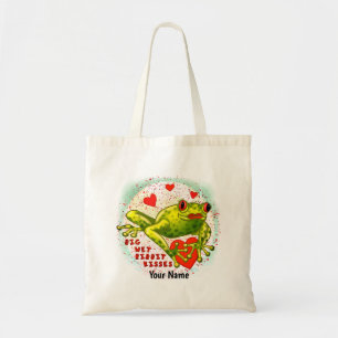 Frog Kisses custom tote bags