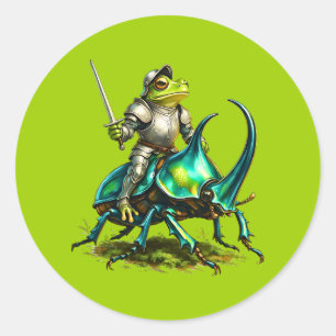 Frog Knight and Battle Beetle Classic Round Sticker