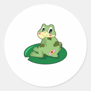Frog Leaf Heart Plaster Classic Round Sticker
