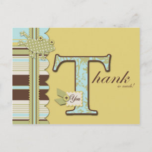 Frog Leaping and Stripe Print Thank You Postcard