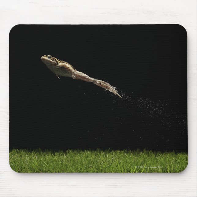 frog leaping off fresh green grass mouse mat (Front)