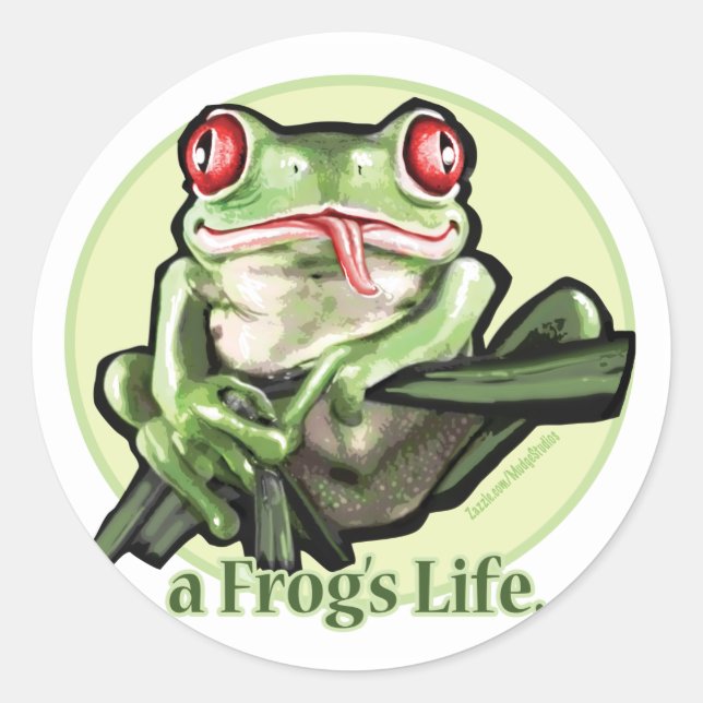 frog_life_zazzle1 classic round sticker (Front)
