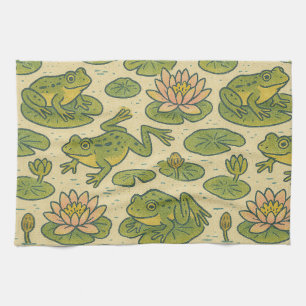 Frog Lili pads Waterlily Art                       Tea Towel