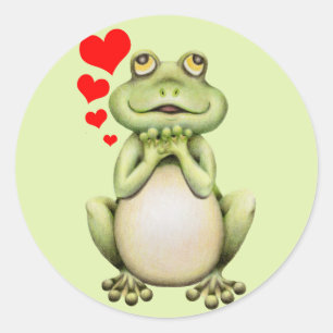 Frog Love Drawing Classic Round Sticker