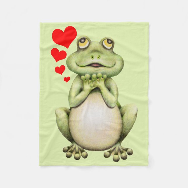 Frog Love Drawing Fleece Blanket (Front)