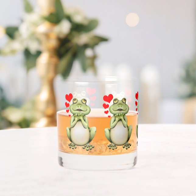 Frog Love Drawing Whiskey Glass (Insitu (Wedding))