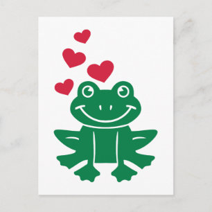 Frog love red hearts postcard