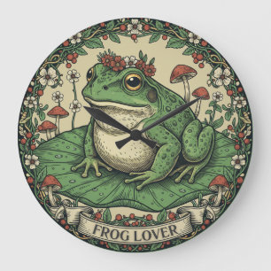 Frog Lover Cottagecore Large Clock