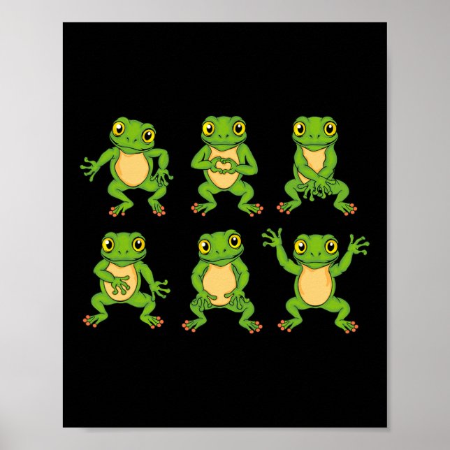 Frog Lover Kids Cute Dancing Frogs  Poster (Front)