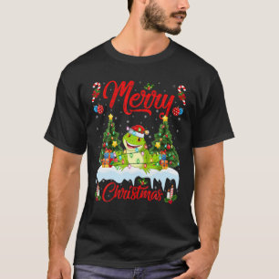 Frog Lover Xmas Lighting Santa Hat Frog Christmas T-Shirt