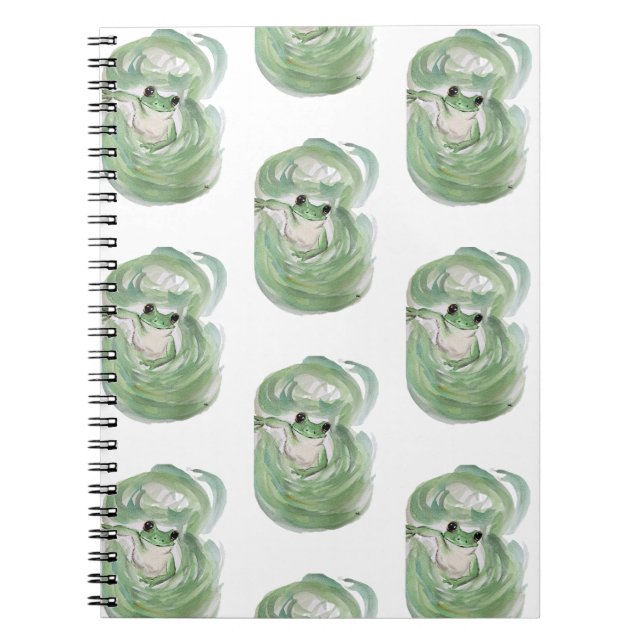 Frog Magic Humour Watercolor Froggy Notebook (Front)