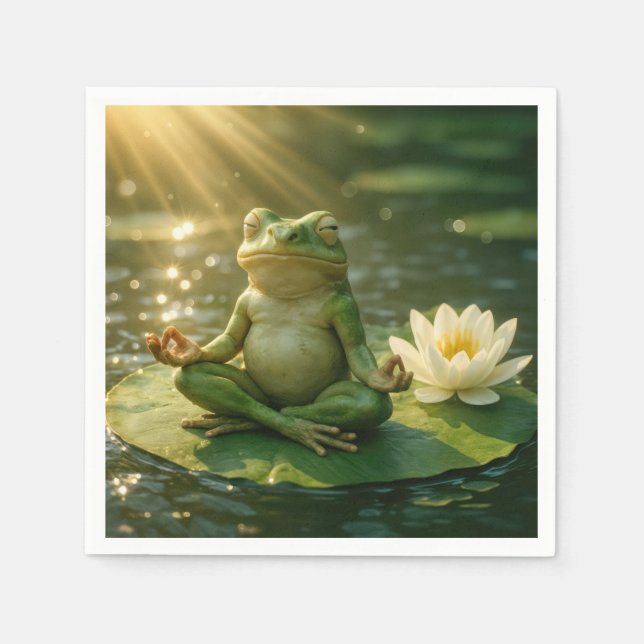 Frog Meditating On a Lily Pad Napkin (Front)