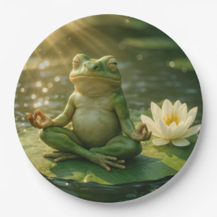 Frog Meditating On a Lily Pad Paper Plate