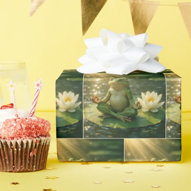 Frog Meditating On a Lily Pad Wrapping Paper (Birthday Party)