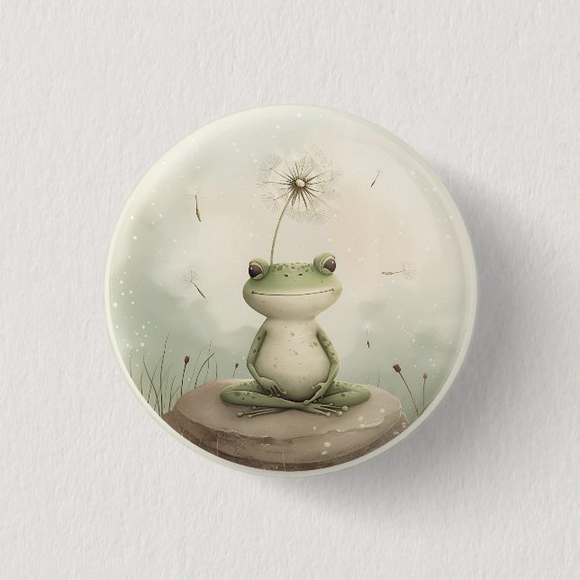  Frog meditation dandelion 3 Cm Round Badge (Front)