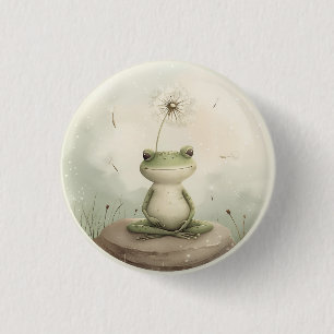Frog meditation dandelion 3 Cm Round Badge