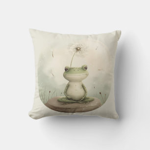 Frog meditation dandelion Cushion
