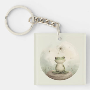 Frog meditation dandelion Key Ring