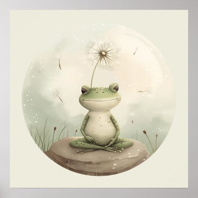  Frog meditation dandelion Poster (Front)
