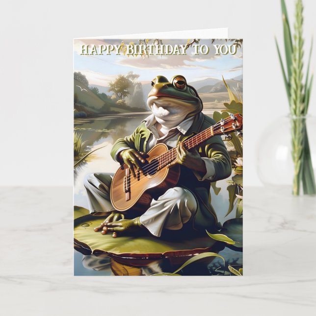 Frog Minstrel Birthday Card (Front)