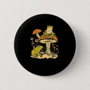 Frog Mushroom Cottagecore Aesthetic Goblincore Cut 6 Cm Round Badge