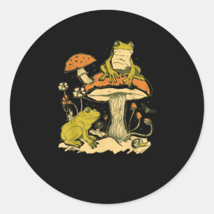 Frog Mushroom Cottagecore Aesthetic Goblincore Cut Classic Round Sticker