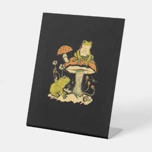 Frog Mushroom Cottagecore Aesthetic Goblincore Cut Pedestal Sign