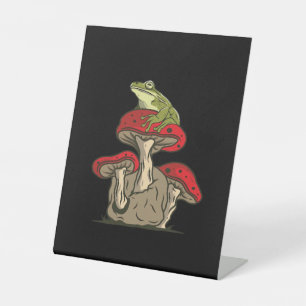 Frog Mushroom Cottagecore Classic Pedestal Sign