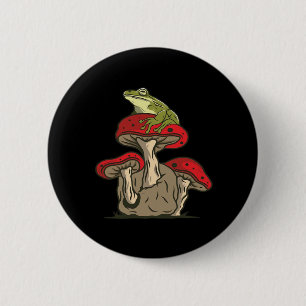 Frog Mushroom Cottagecore Classic Retro Appeal 6 Cm Round Badge