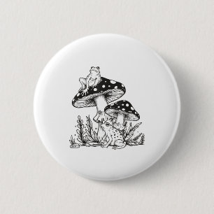 Frog Mushroom Forest Vintage Nature Aesthetic Cott 6 Cm Round Badge