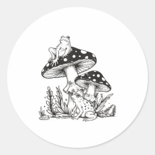 Frog Mushroom Forest Vintage Nature Aesthetic Cott Classic Round Sticker