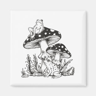 Frog Mushroom Forest Vintage Nature Aesthetic Cott Magnet