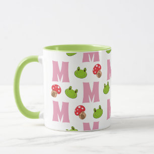Frog Mushroom Monogram Pattern Mug