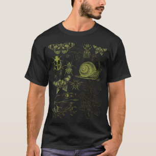 Frog Mushroom Moth Vintage Biology Goblincore Aest T-Shirt