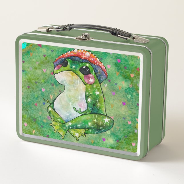 Frog named Clover Metal Lunch Box (Front)