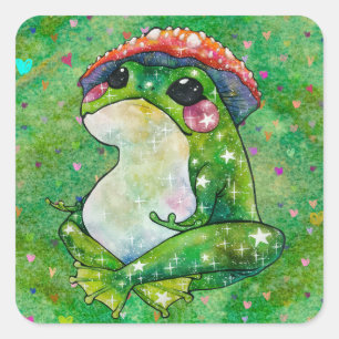 Frog named Clover Square Sticker