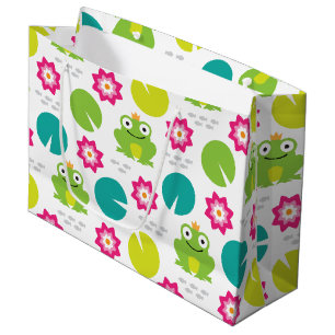 Frog & Nenuphar Seamless Pattern Large Gift Bag