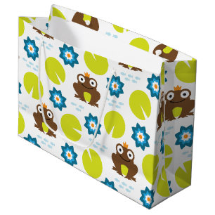 Frog & Nenuphar Seamless Pattern Large Gift Bag