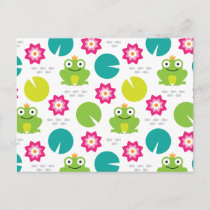 Frog & Nenuphar Seamless Pattern Postcard