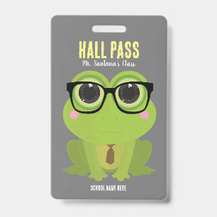 Frog Nerd Hall Pass Badge ID Badge