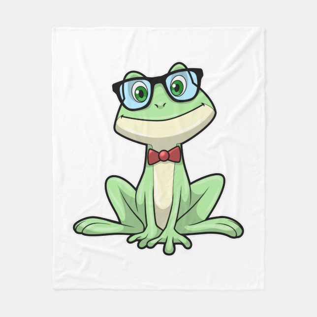 Frog Nerd Student Glasses Tie Fleece Blanket (Front)