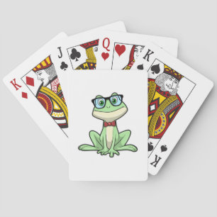 Frog Nerd Student Glasses Tie Playing Cards