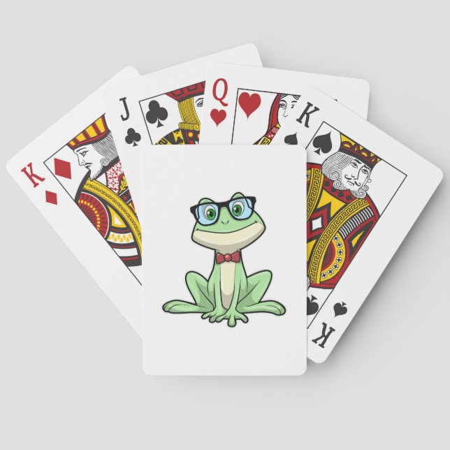 Frog Nerd Student Glasses Tie Playing Cards (Back)