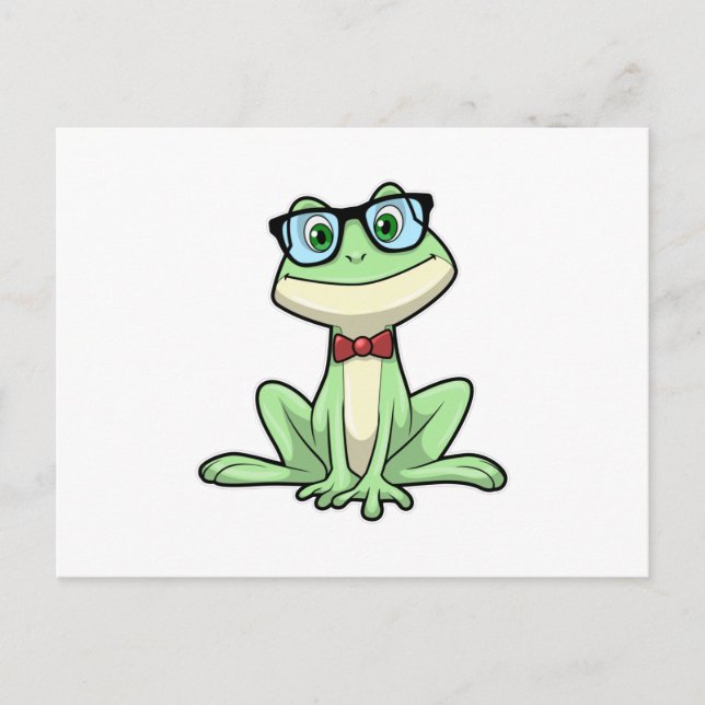 Frog Nerd Student Glasses Tie Postcard (Front)