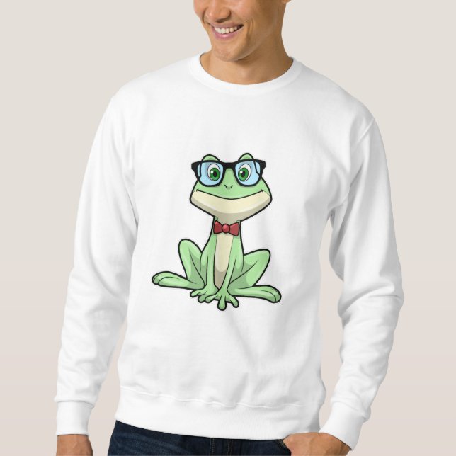 Frog Nerd Student Glasses Tie Sweatshirt (Front)