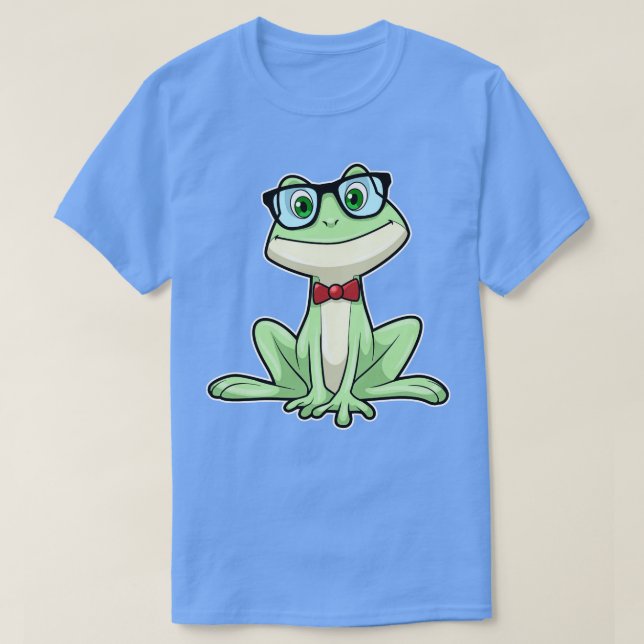 Frog Nerd Student Glasses Tie T-Shirt (Design Front)