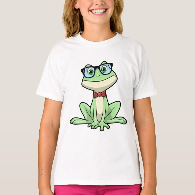 Frog Nerd Student Glasses Tie T-Shirt (Front)