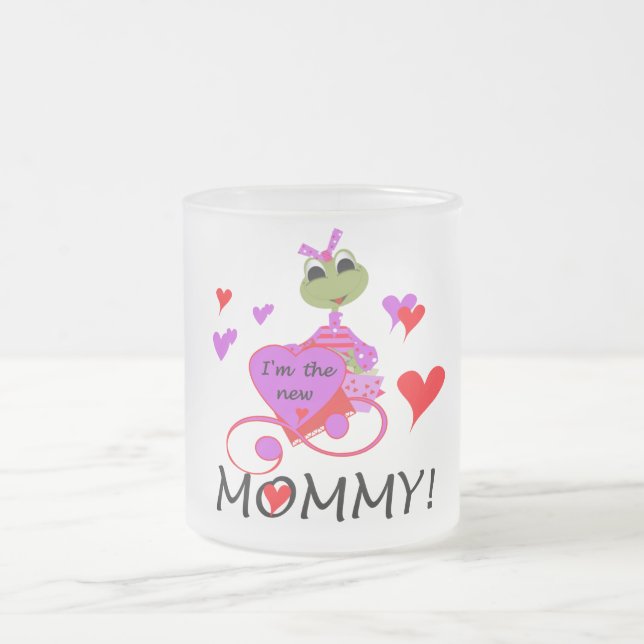 Frog New Mummy T-shirts and Gifts Frosted Glass Coffee Mug (Center)